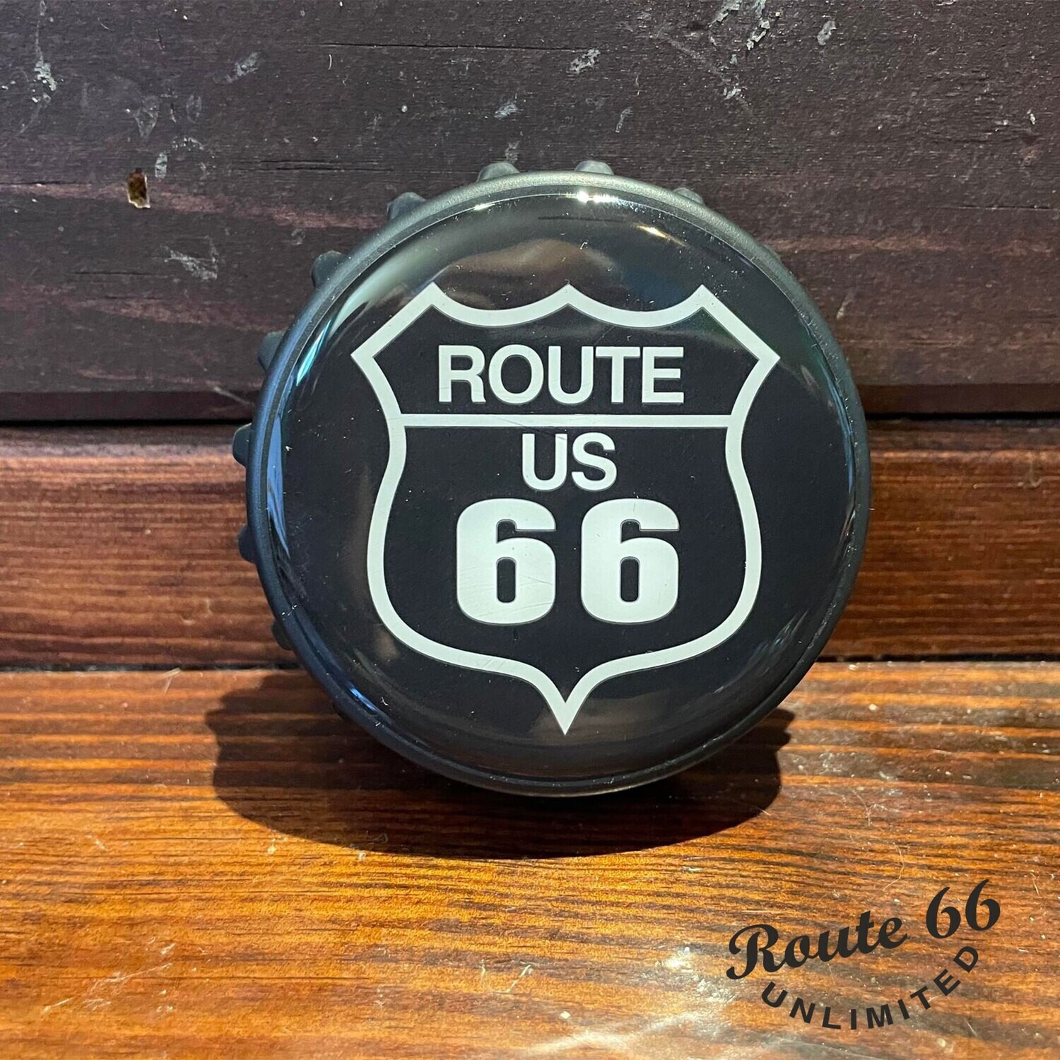 Route 66 Bottle Cap - Bottle Opener - Black