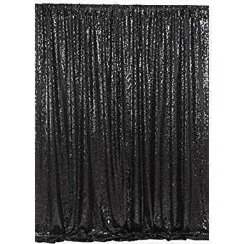 Curtains - black sequin (set of 2) 2mW x 3.4mL