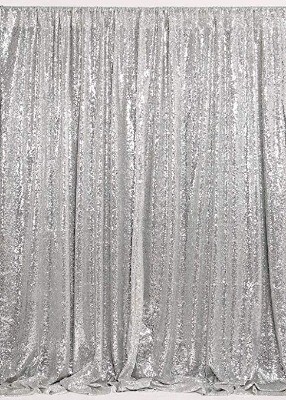 Curtains - silver sequin (set of 2) 2mW x 3.4mL