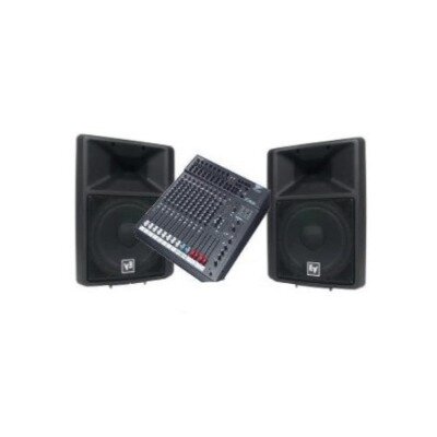Sound system - two speaker PA system with mixer