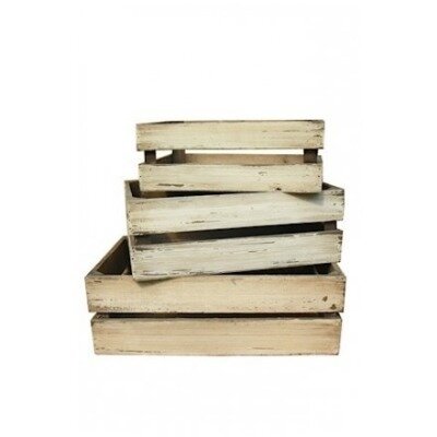 Crate - rustic wooden slat - large (39cmL x 30cmW)