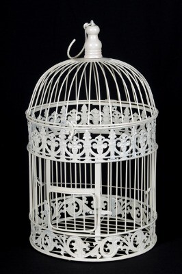 Birdcage large - antique white (36cmH x 25cmW)