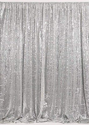 Curtains - silver sequin (set of 2) 2mW x 3.4mL