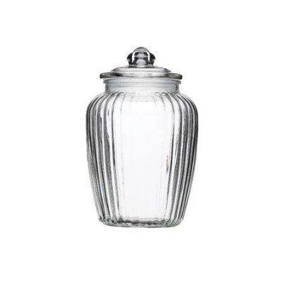 Ribbed jar with glass lid - large