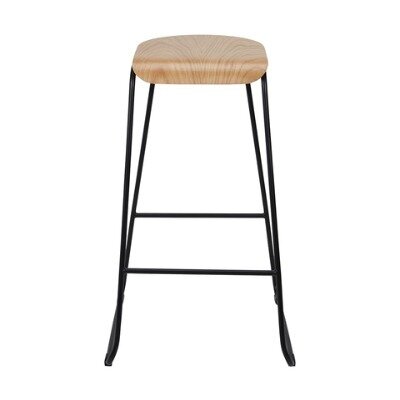 Bar stool - black metal with wood top