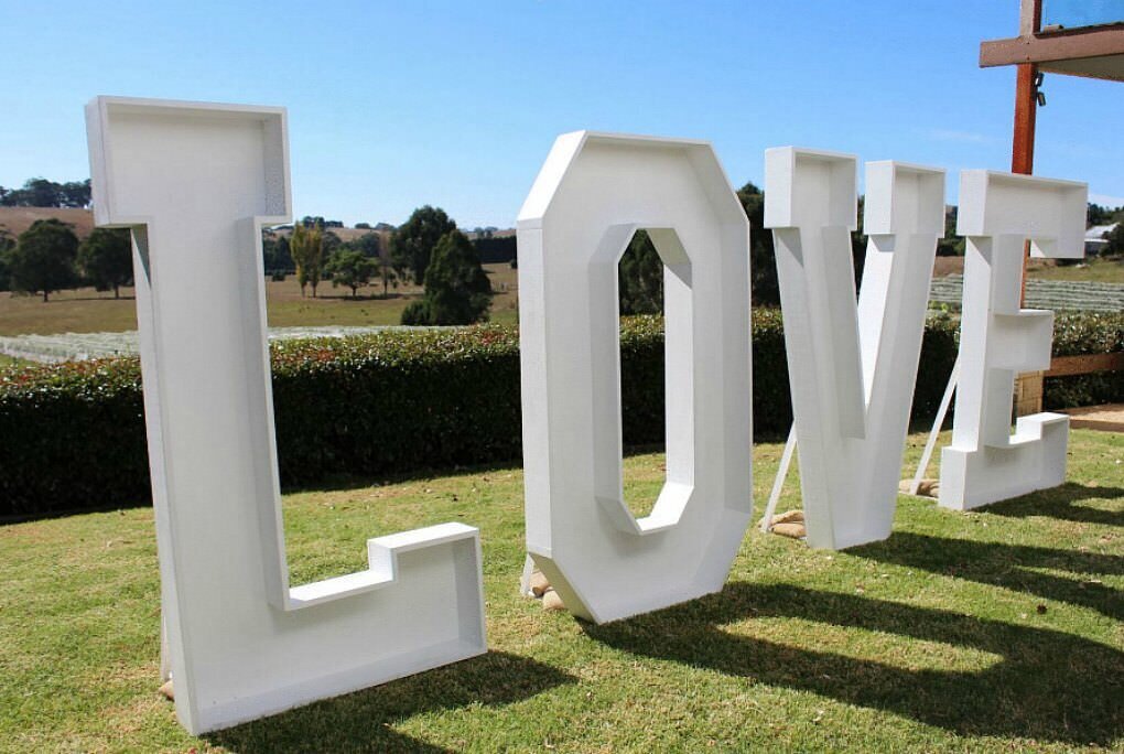 Giant LOVE letters with lights