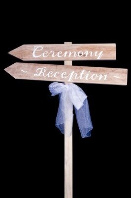 Signage -  ceremony/reception on stake (left pointing)