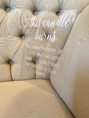 Acrylic sign - remembrance candle (21cmW x 29.7cmH)