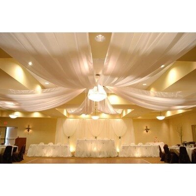 Ceiling draping - white silky (22.5mL x 1.5mW)