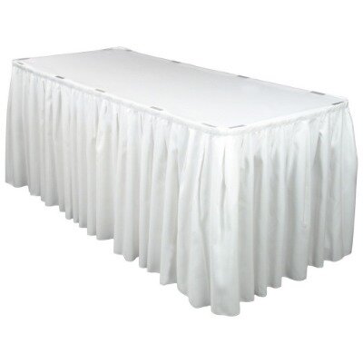 Table skirting - white linen; pleated; 4m
