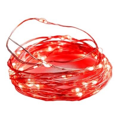 Fairylight string; Battery - Red 6m (incl 3xAA batteries)