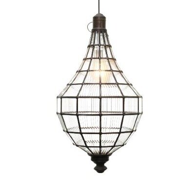 Chandelier - ribbed glass - (90cmL x 50cmW= 8kg)