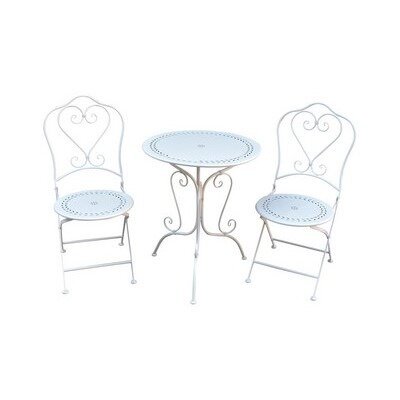 Registry table w/ 2 chairs; olive leaf - whitewash