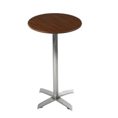 Bar leaner - round - stainless leg; wooden top (1.1mH x 60cmD)