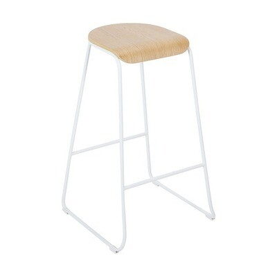 Bar stool - white metal with wood top