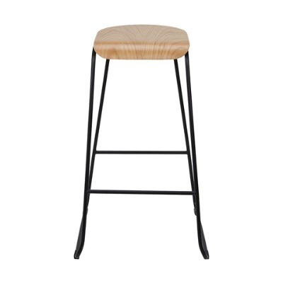 Bar stool - black metal with wood top
