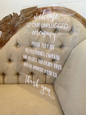 Acrylic sign - 'unplugged ceremony' (42cmW x 60cmH)