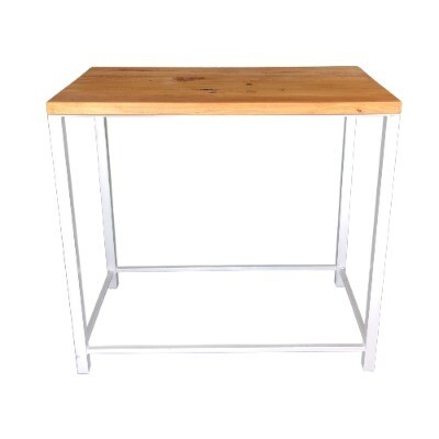 Bar leaner - rectangle (wood top / white legs)