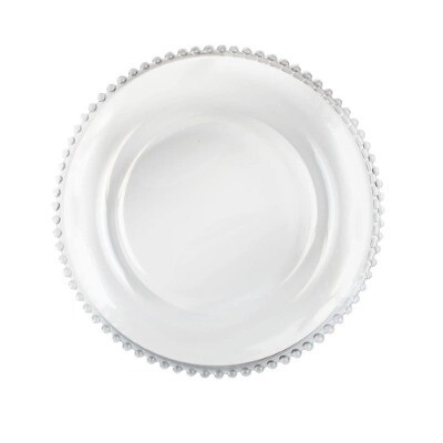 Charger plate - glass w/ clear dot rim 32cm