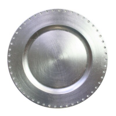 Charger plate - silver diamante 33cm