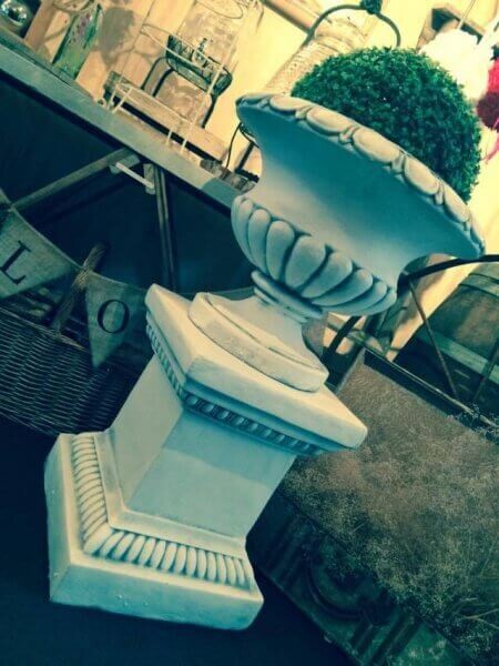 Urn; squat - antique white
