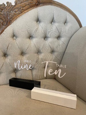 Table numbers; acrylic and white writing (1-20 available)