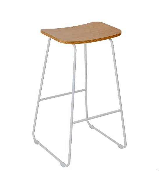 Bar stool - black metal with wood top V2