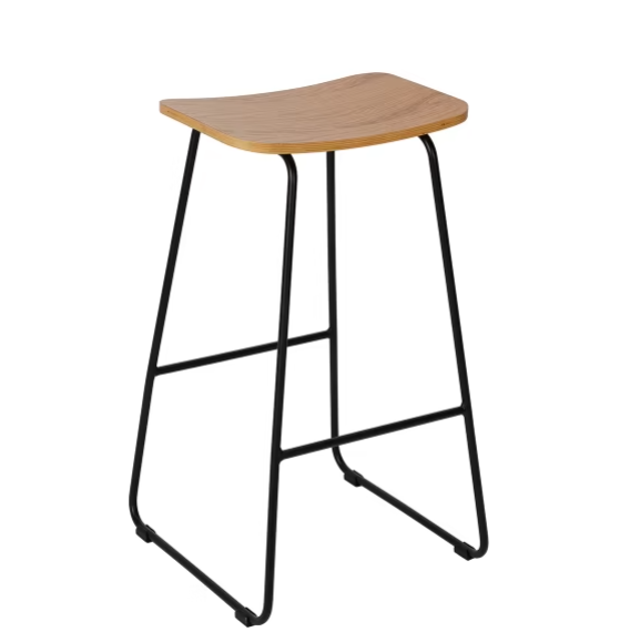 Bar stool - white metal with wood top V2
