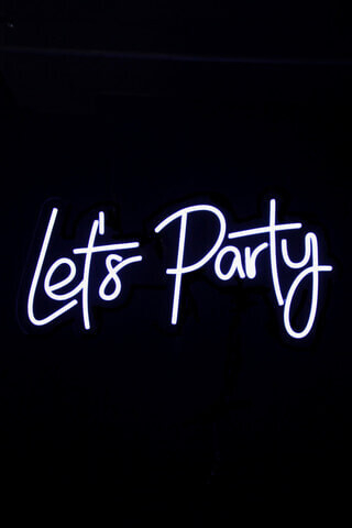Neon sign; Let's Party (34cmH x 78cmW)