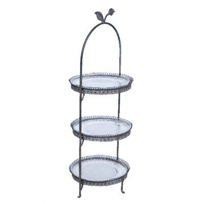Cake stand - antique glass 3 tier