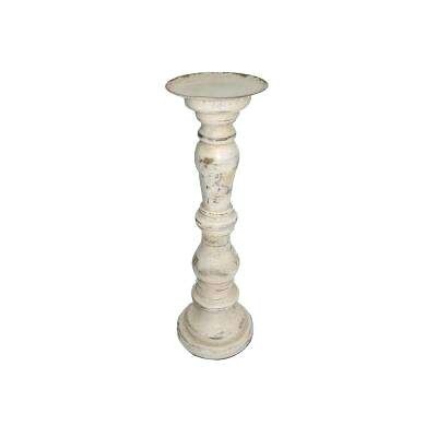 Candlestick - distressed cream; lge