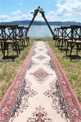 Carpet Runner - persian 0.8m x 6.8m ( coral; tan & navy )