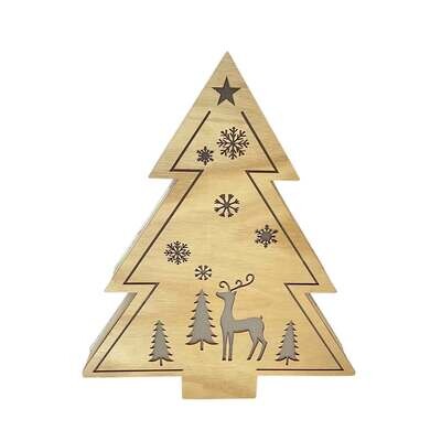 Wooden Christmas Tree - with lights
