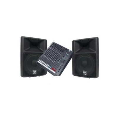 Sound system - two speaker PA system with mixer