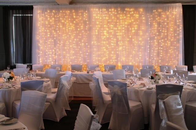Fairy light curtain with frame - white fabrics (Includes Installation; adjustable 3mH x 6mW)