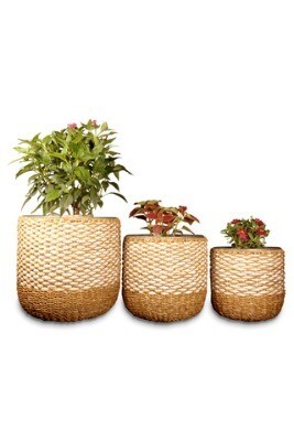 Planter; woven seagrass; MEDIUM
