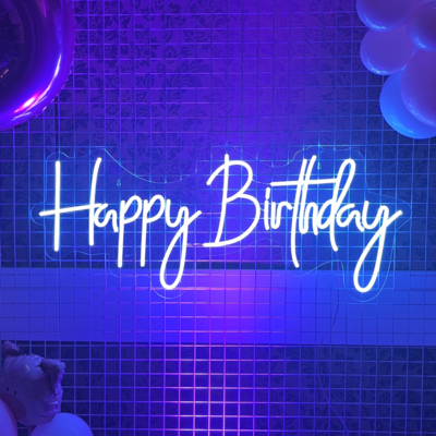 Neon sign; Happy Birthday (30cmH x 90cmW)