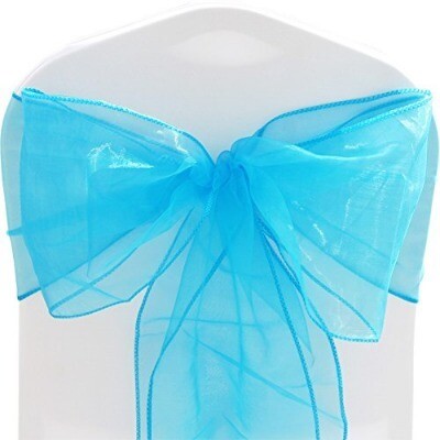 Sash Organza; Aqua Blue (30cm x 300cm)