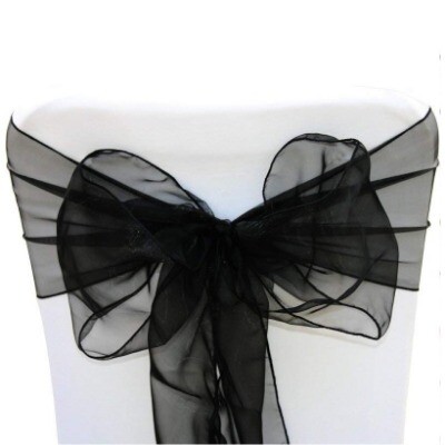 Sash Organza; Black - Matt (30cm x 300cm)