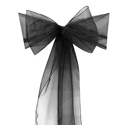 Sash Organza; Black - Shimmering (30cm x 300cm)