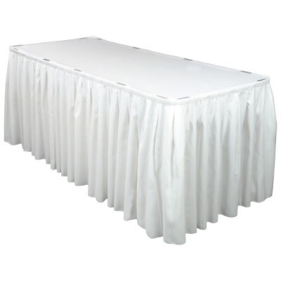 Table skirting - white linen; pleated; 4m