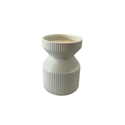 Ribbed Vase - White
