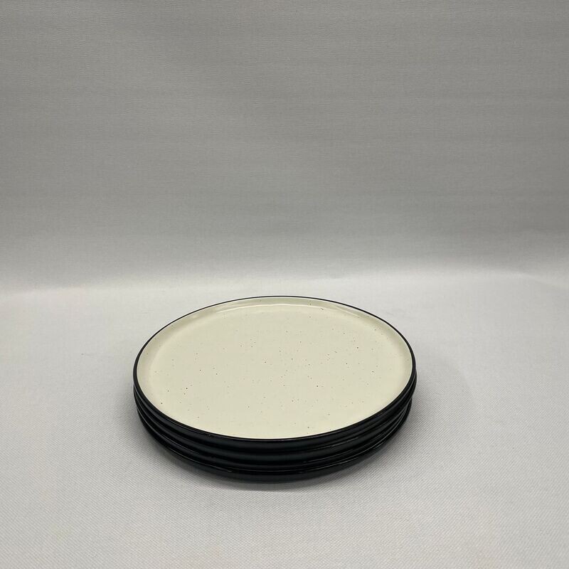 Dinner Plate, cream and black rim