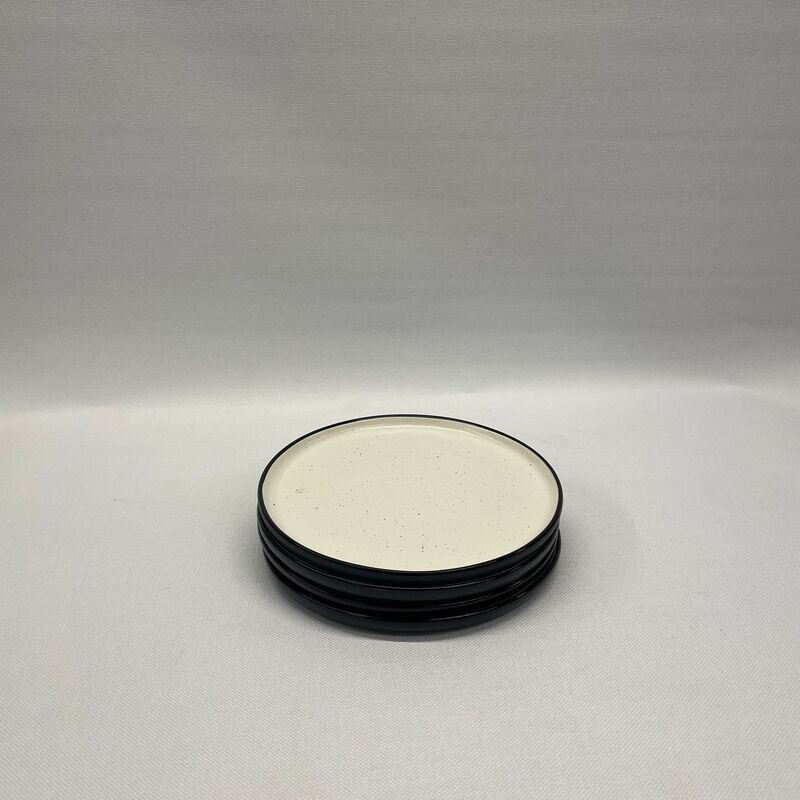 Side Plate, cream and black rim