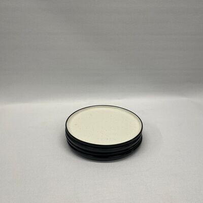 Side Plate, cream and black rim