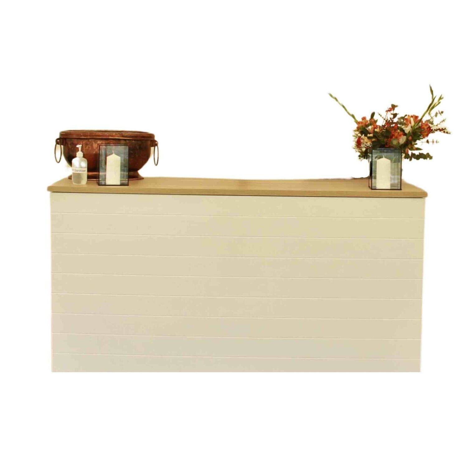 Bar station - white with wooden top (1.8m)