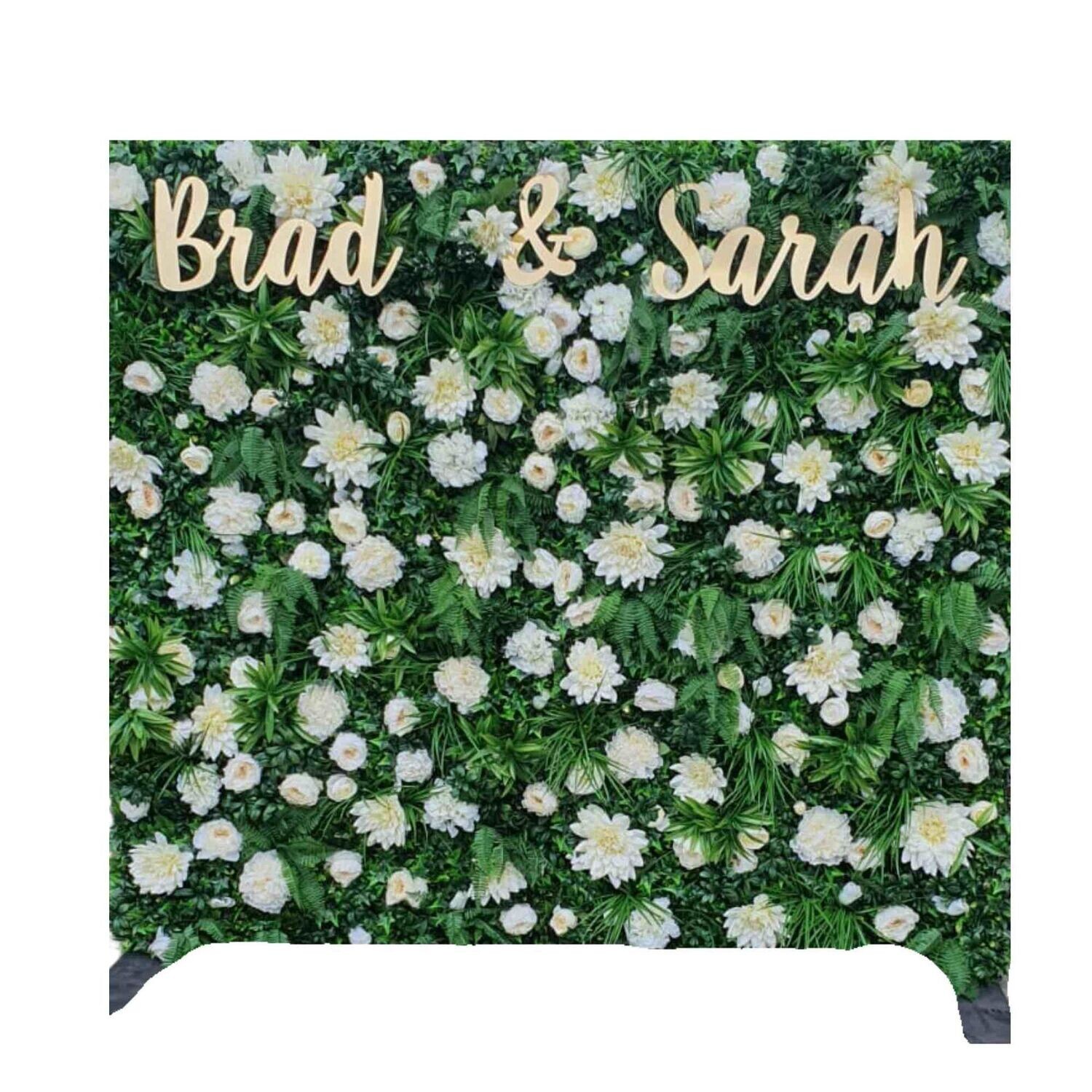 Flower wall backdrop (freestanding with feet) 2.25mH x 2.5mW