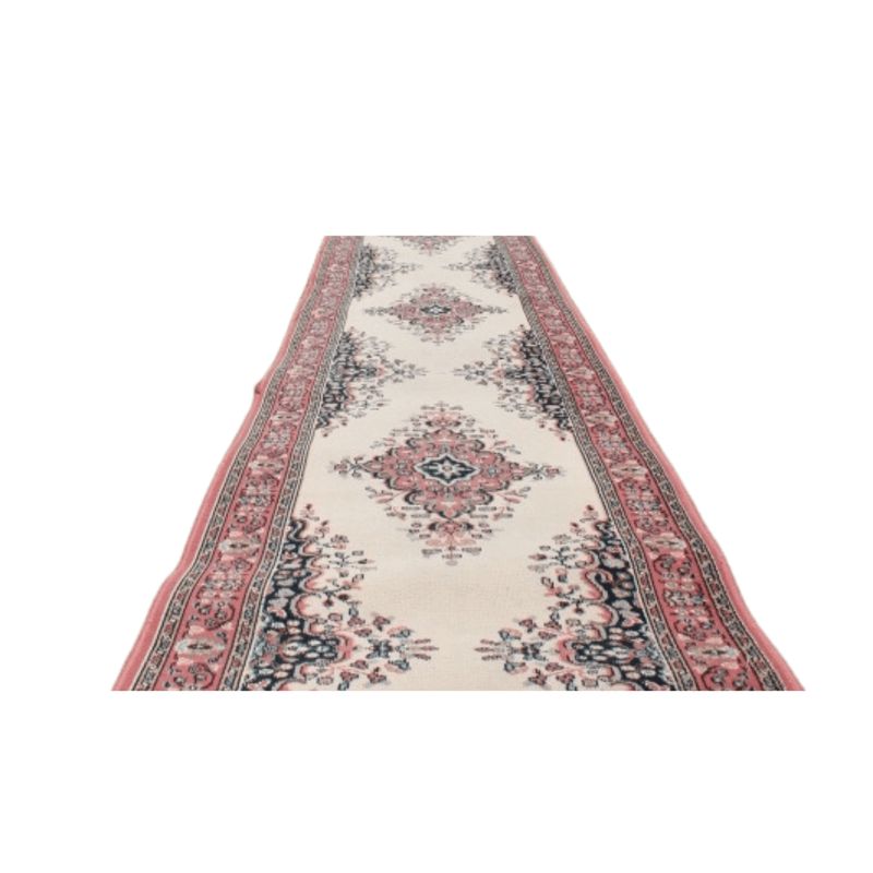 Carpet Runner - persian 0.8m x 6.8m ( coral; tan & navy )