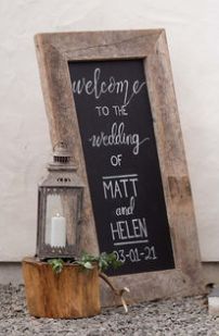 Blackboard writing (welcome signage)