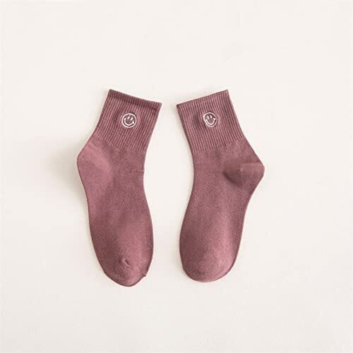 Purple Streetwear Smiley Face Socks